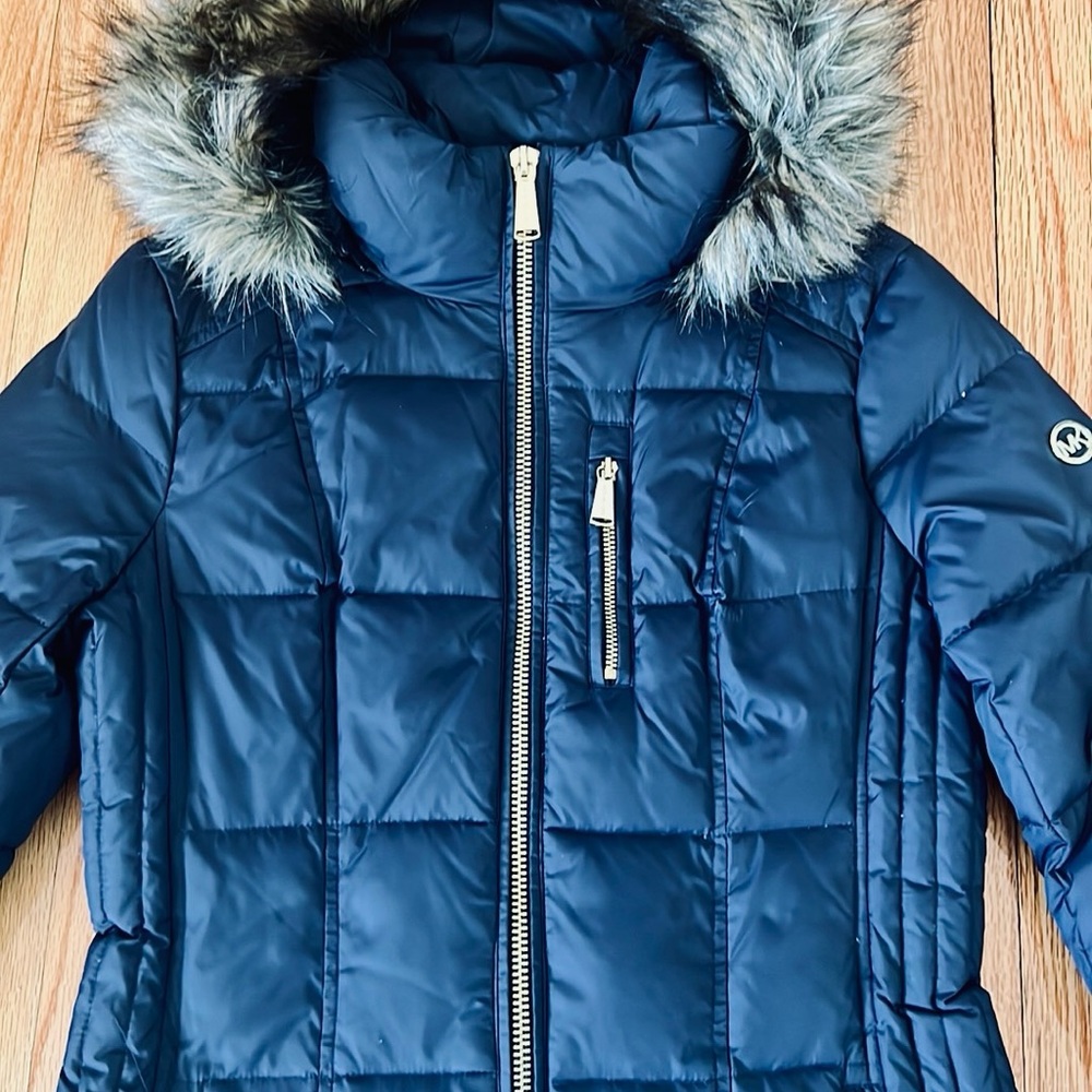 Michael Kors navy long puffer jacket women’s size XS - Picture 5 of 12